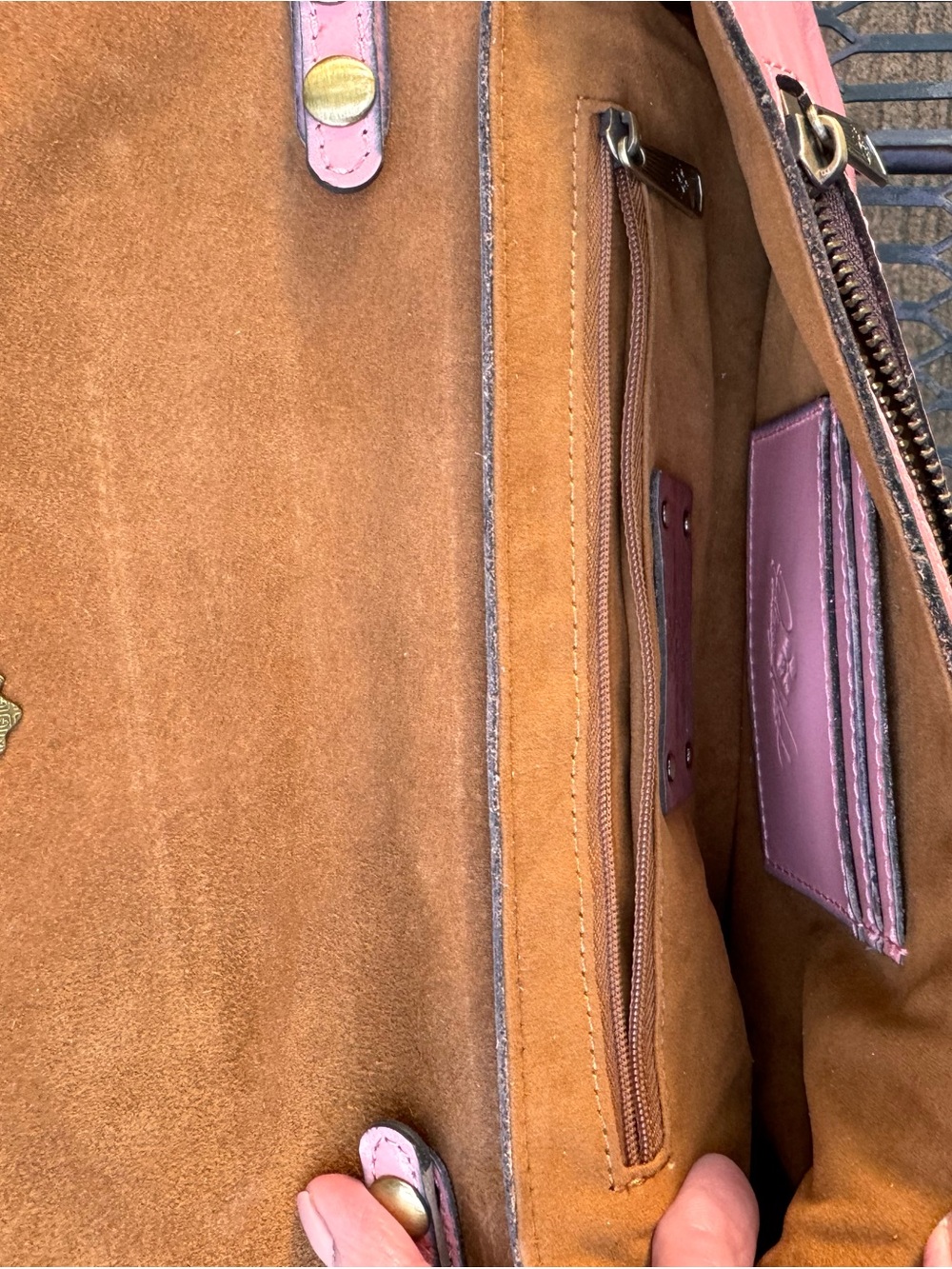 Patricia Nash Pink Leather Crossbody with Floral Medallion - Picture 4 of 7